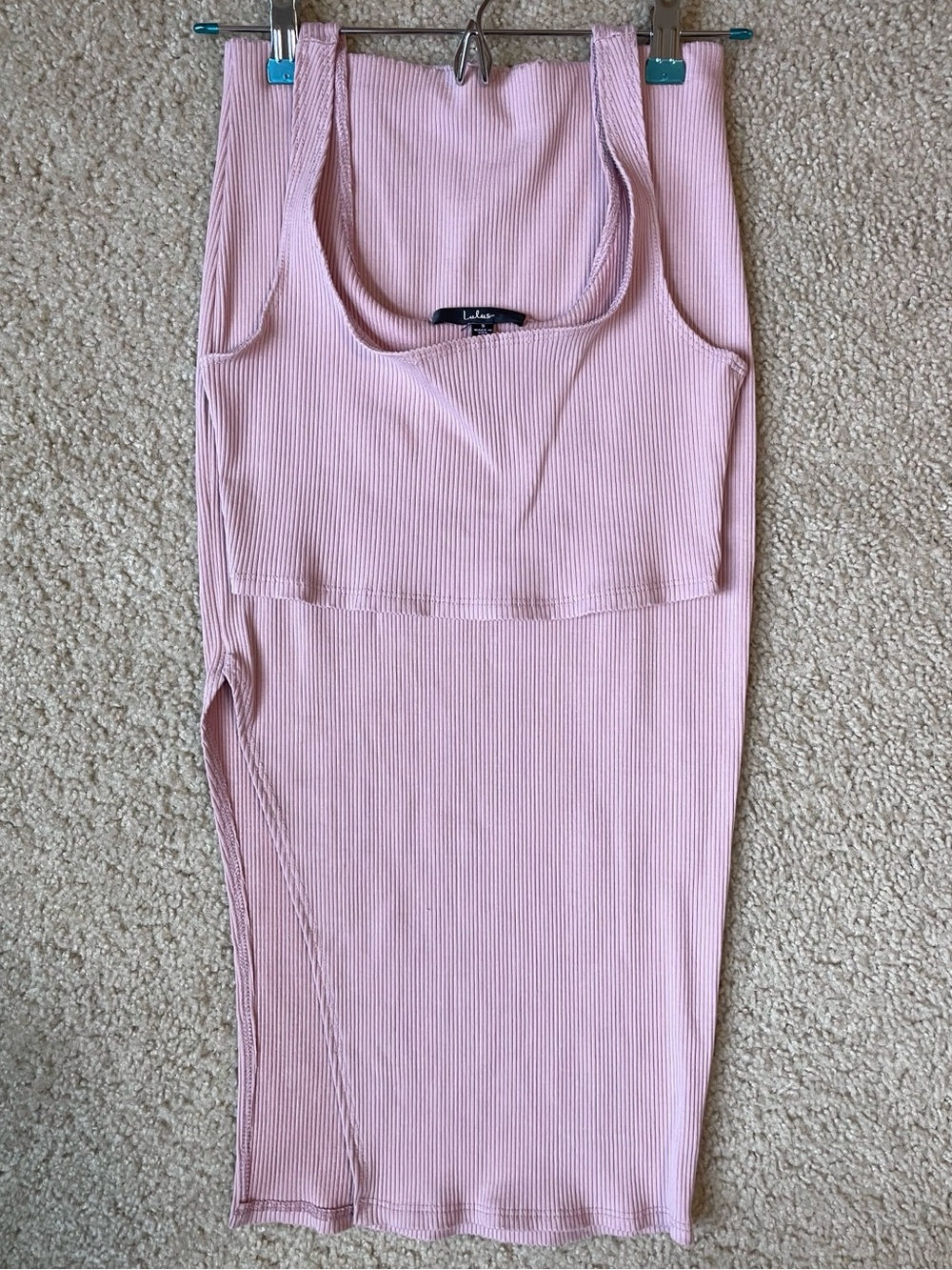 Lulu's Pink Ribbed Tank & Skirt Set